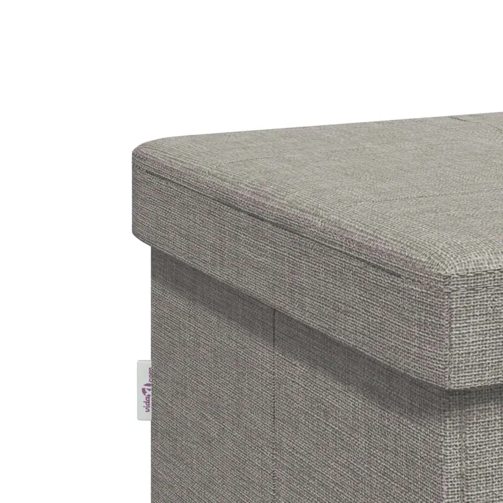 Storage Bench Foldable Light Grey Faux Linen 374905