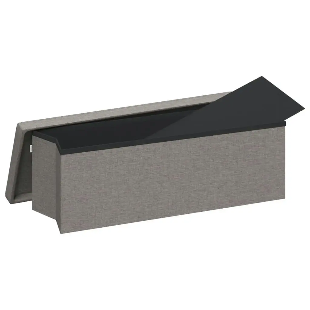 Storage Bench Foldable Light Grey Faux Linen 374905