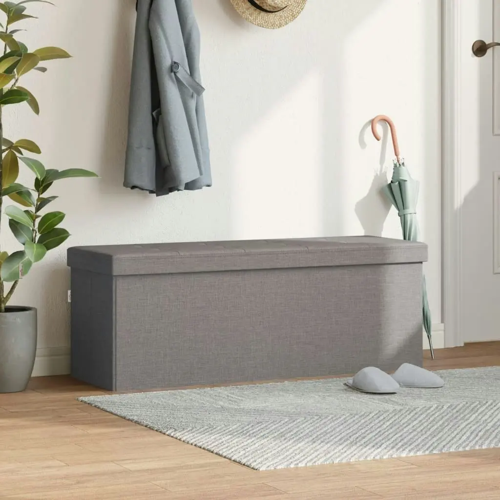 Storage Bench Foldable Light Grey Faux Linen 374905