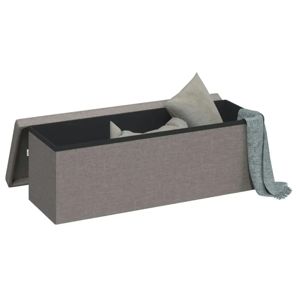 Storage Bench Foldable Light Grey Faux Linen 374905