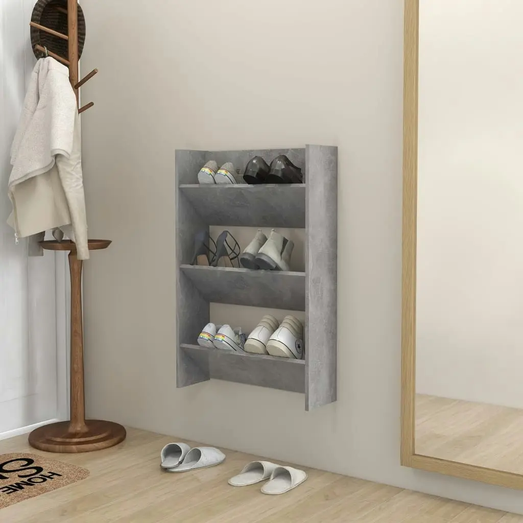 Wall Shoe Cabinet Concrete Grey 60x18x90 cm Engineered Wood 806767