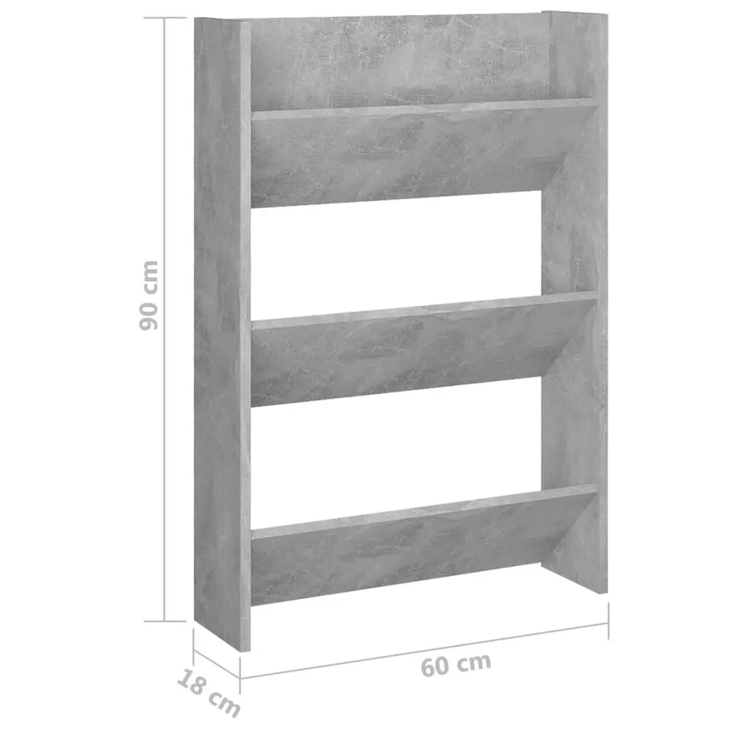 Wall Shoe Cabinet Concrete Grey 60x18x90 cm Engineered Wood 806767