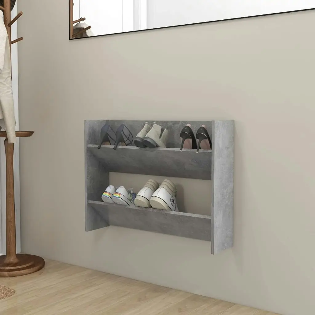 Wall Shoe Cabinet Concrete Grey 80x18x60 cm Engineered Wood 806749