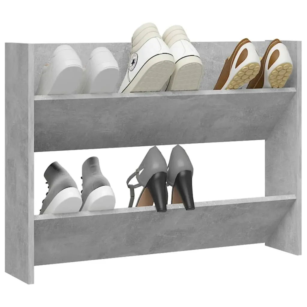 Wall Shoe Cabinet Concrete Grey 80x18x60 cm Engineered Wood 806749