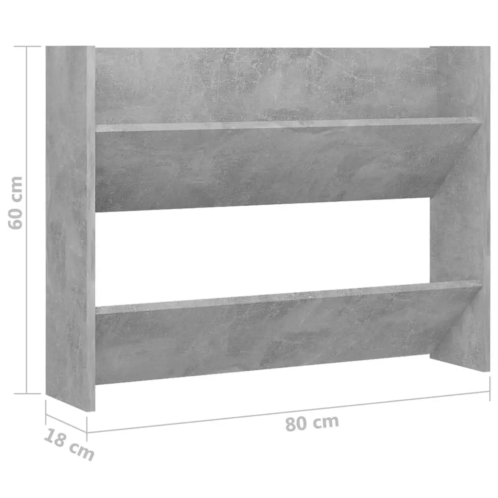 Wall Shoe Cabinet Concrete Grey 80x18x60 cm Engineered Wood 806749