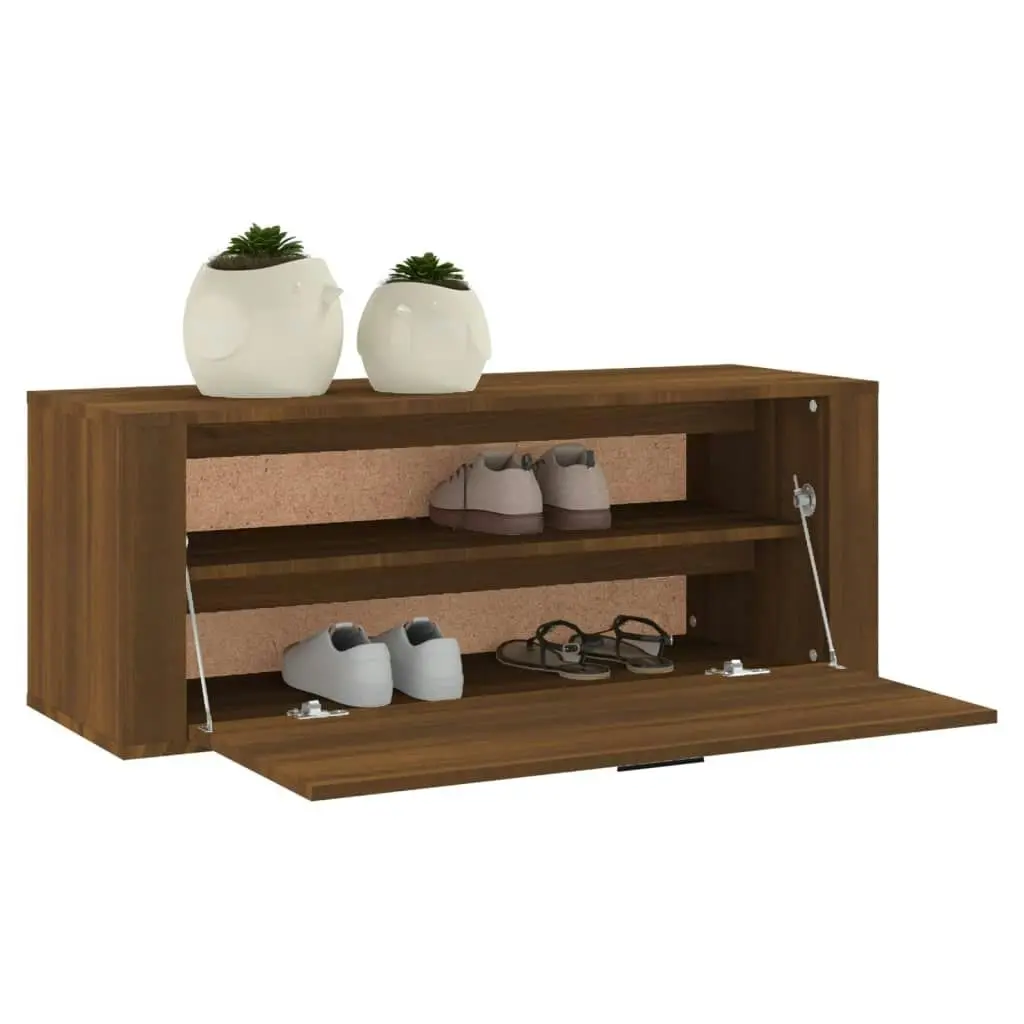 Wall Shoe Cabinet Brown Oak 100x35x38 cm Engineered Wood 821027