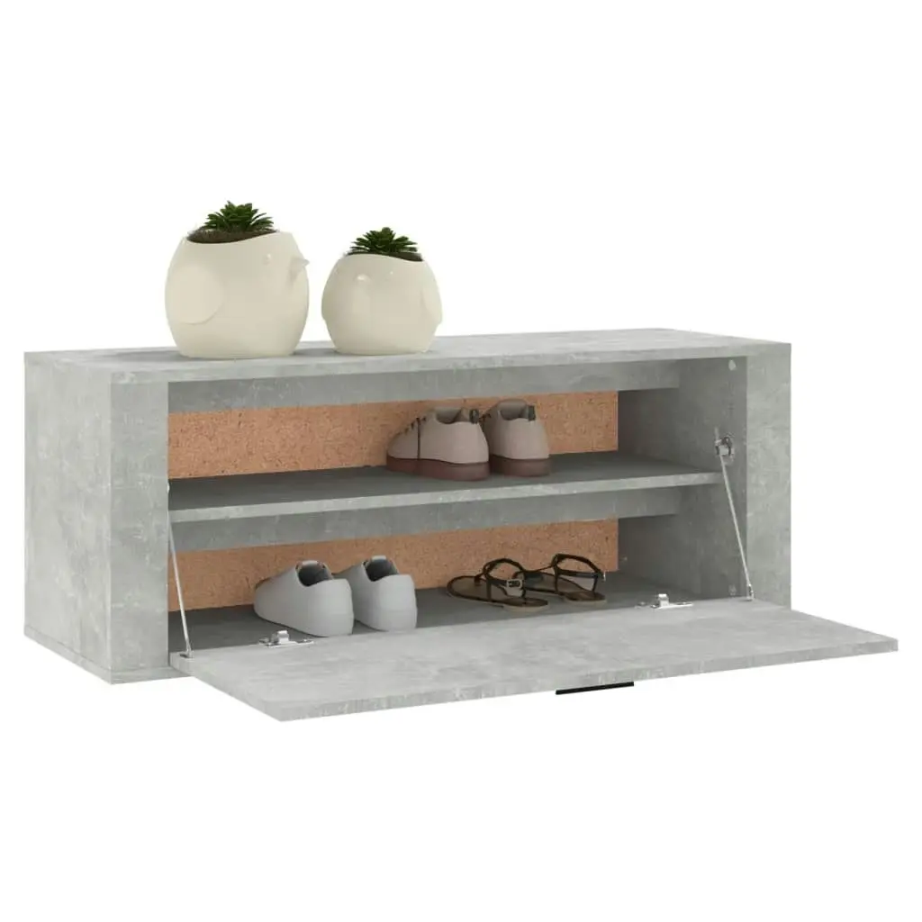 Wall Shoe Cabinet Concrete Grey 100x35x38 cm Engineered Wood 821024