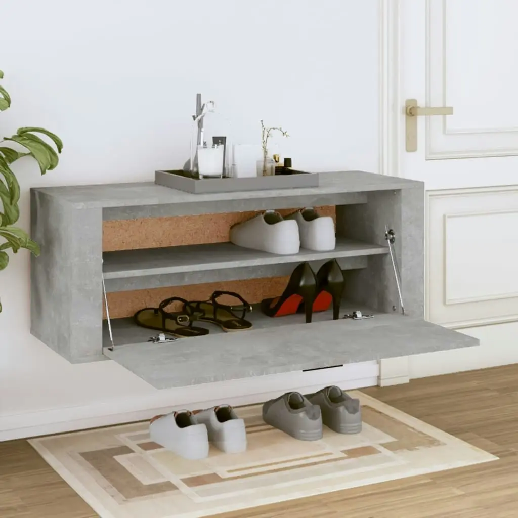 Wall Shoe Cabinet Concrete Grey 100x35x38 cm Engineered Wood 821024