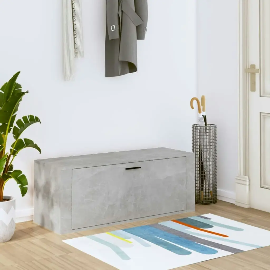 Wall Shoe Cabinet Concrete Grey 100x35x38 cm Engineered Wood 821024