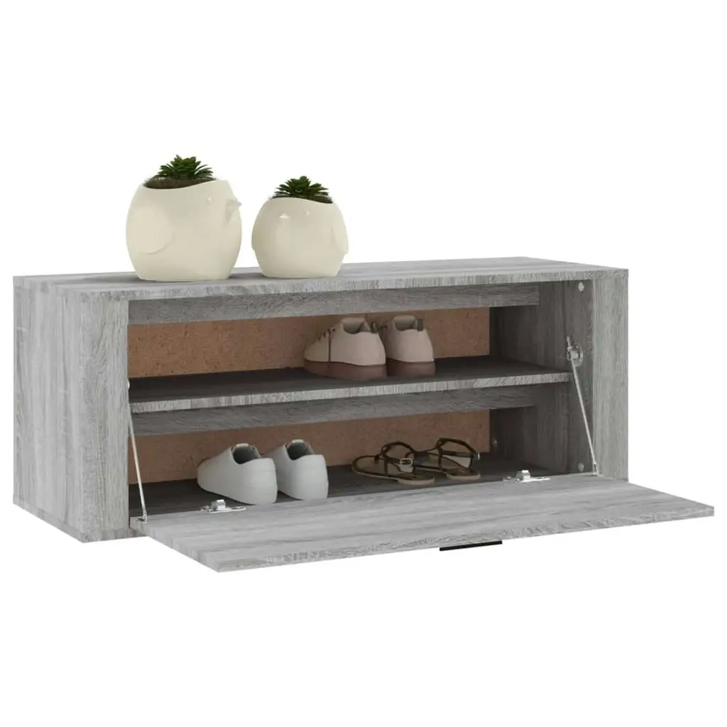 Wall Shoe Cabinet Grey Sonoma 100x35x38 cm Engineered Wood 821026