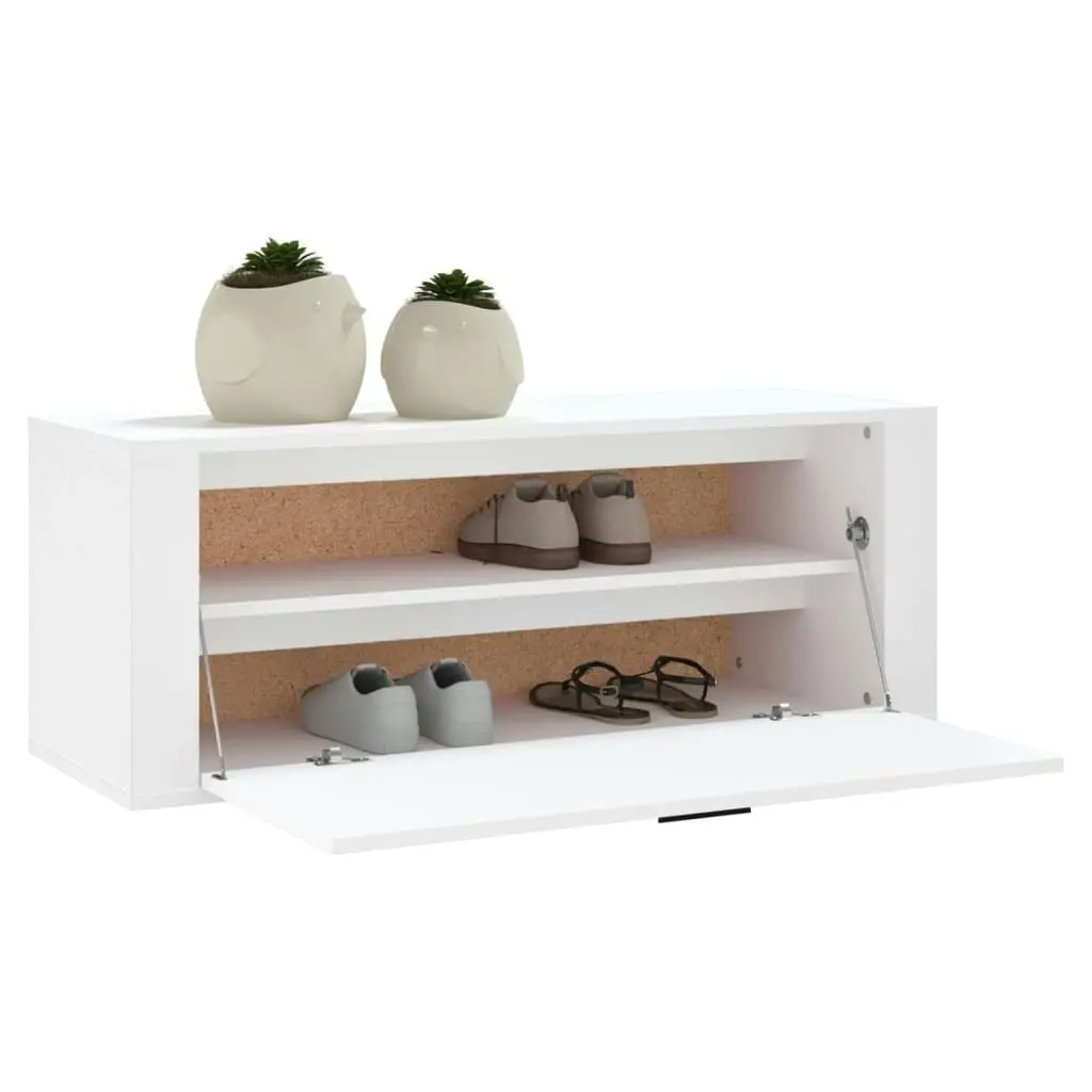 Wall Shoe Cabinet White 100x35x38 cm Engineered Wood 821020