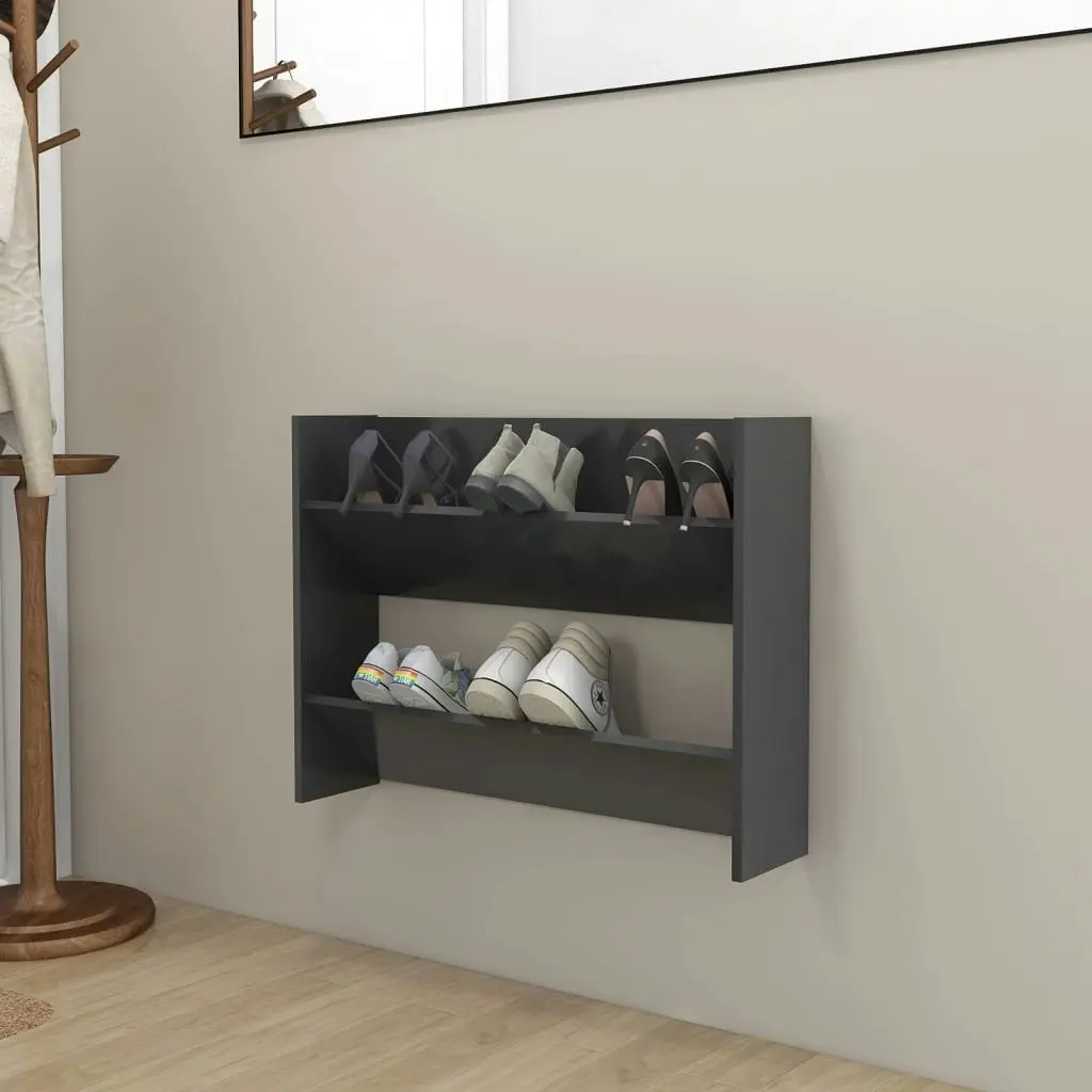 Wall Shoe Cabinet Grey 80x18x60 cm Engineered Wood 806745