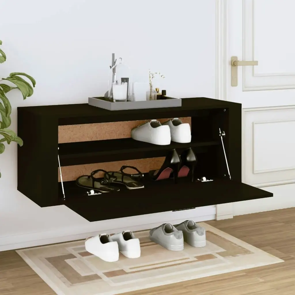 Wall Shoe Cabinet Black 100x35x38 cm Engineered Wood 821021