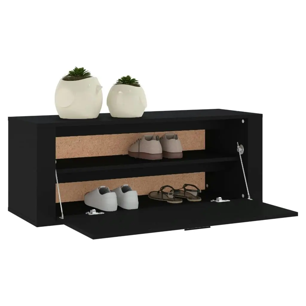 Wall Shoe Cabinet Black 100x35x38 cm Engineered Wood 821021