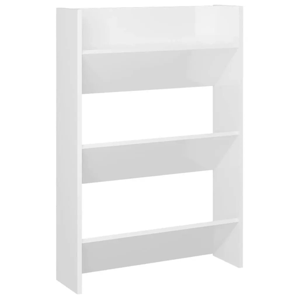 Wall Shoe Cabinets 2 pcs High Gloss White 60x18x90cm Engineered Wood 806772