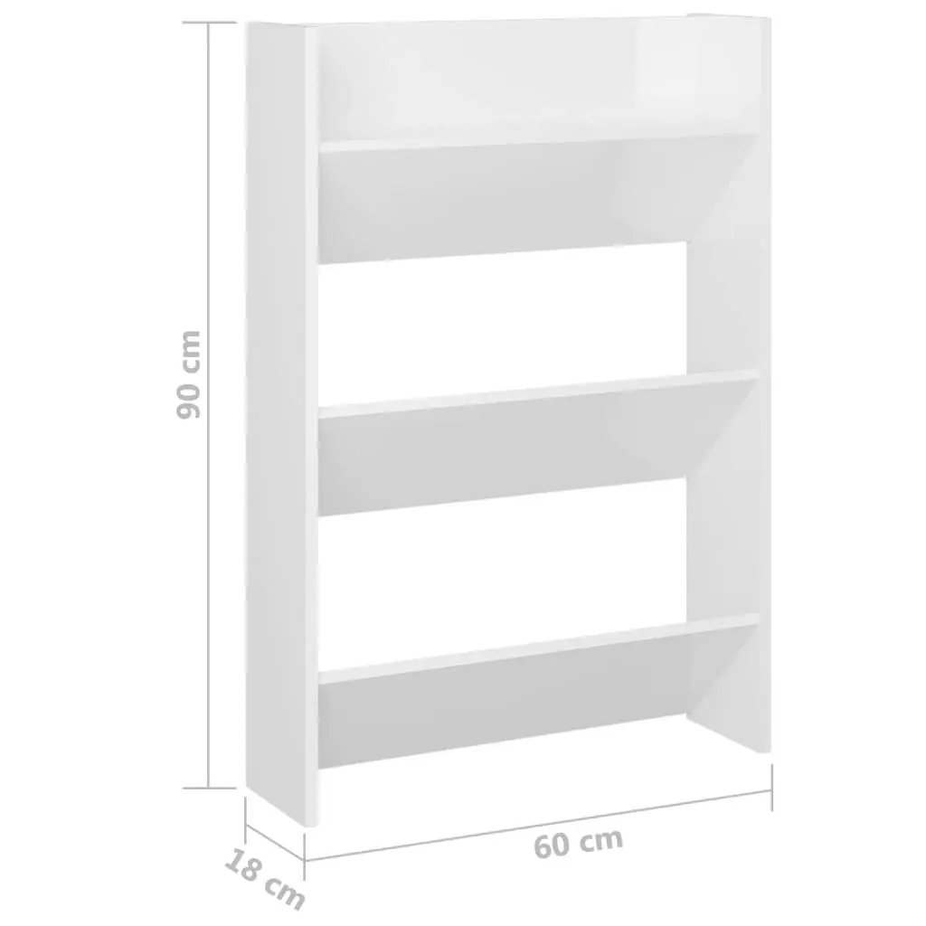 Wall Shoe Cabinets 2 pcs High Gloss White 60x18x90cm Engineered Wood 806772