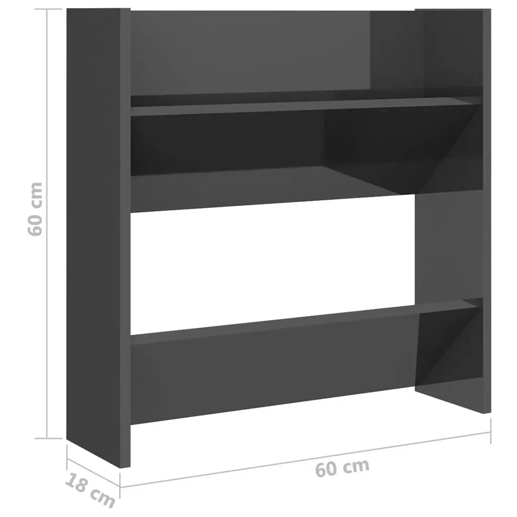 Wall Shoe Cabinets 4 pcs High Gloss Grey 60x18x60 cm Engineered Wood 806740