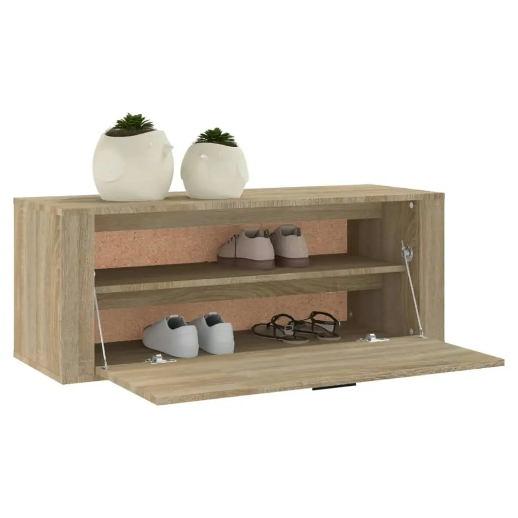 Wall Shoe Cabinet Sonoma Oak 100x35x38 cm Engineered Wood 821023