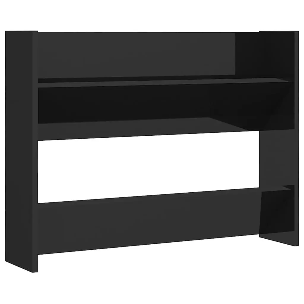 Wall Shoe Cabinets 2 pcs High Gloss Black 80x18x60 cm Engineered Wood 806756