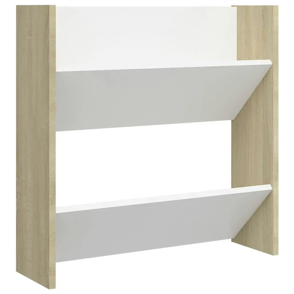 Wall Shoe Cabinets 2 pcs White&Sonoma Oak 60x18x60 cm Engineered Wood 806730