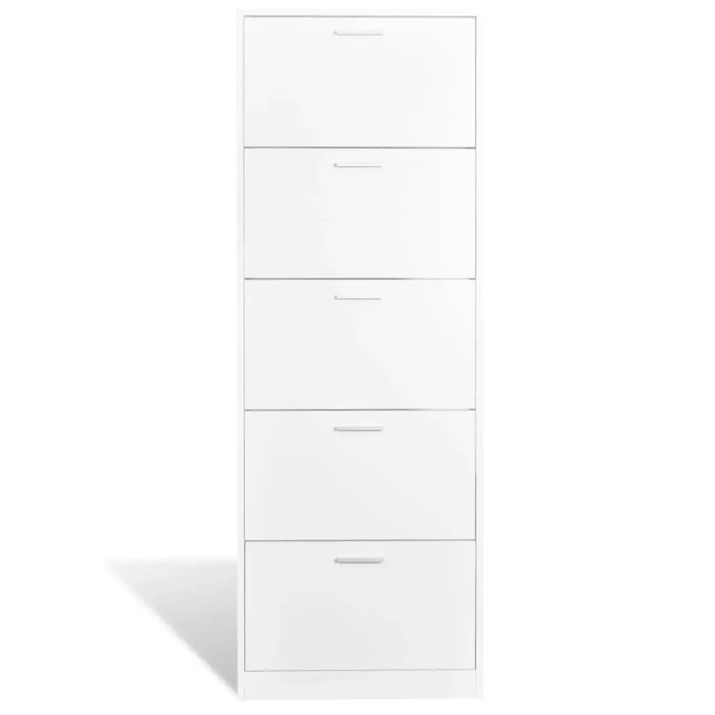 White Wooden Shoe Cabinet with 5 Compartments 241240