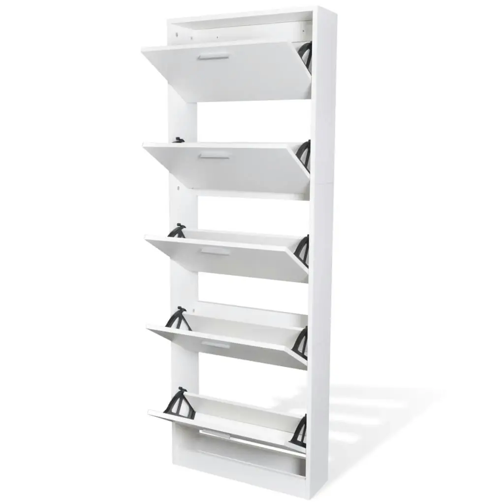 White Wooden Shoe Cabinet with 5 Compartments 241240