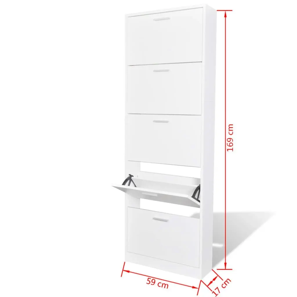 White Wooden Shoe Cabinet with 5 Compartments 241240