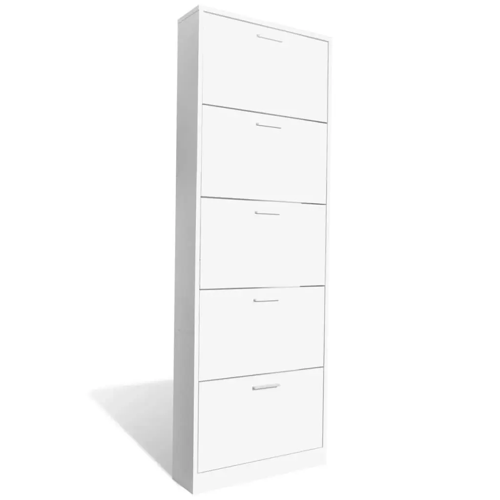 White Wooden Shoe Cabinet with 5 Compartments 241240