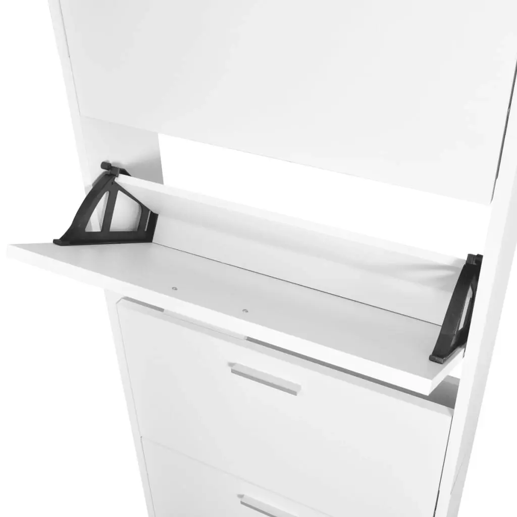 White Wooden Shoe Cabinet with 5 Compartments 241240