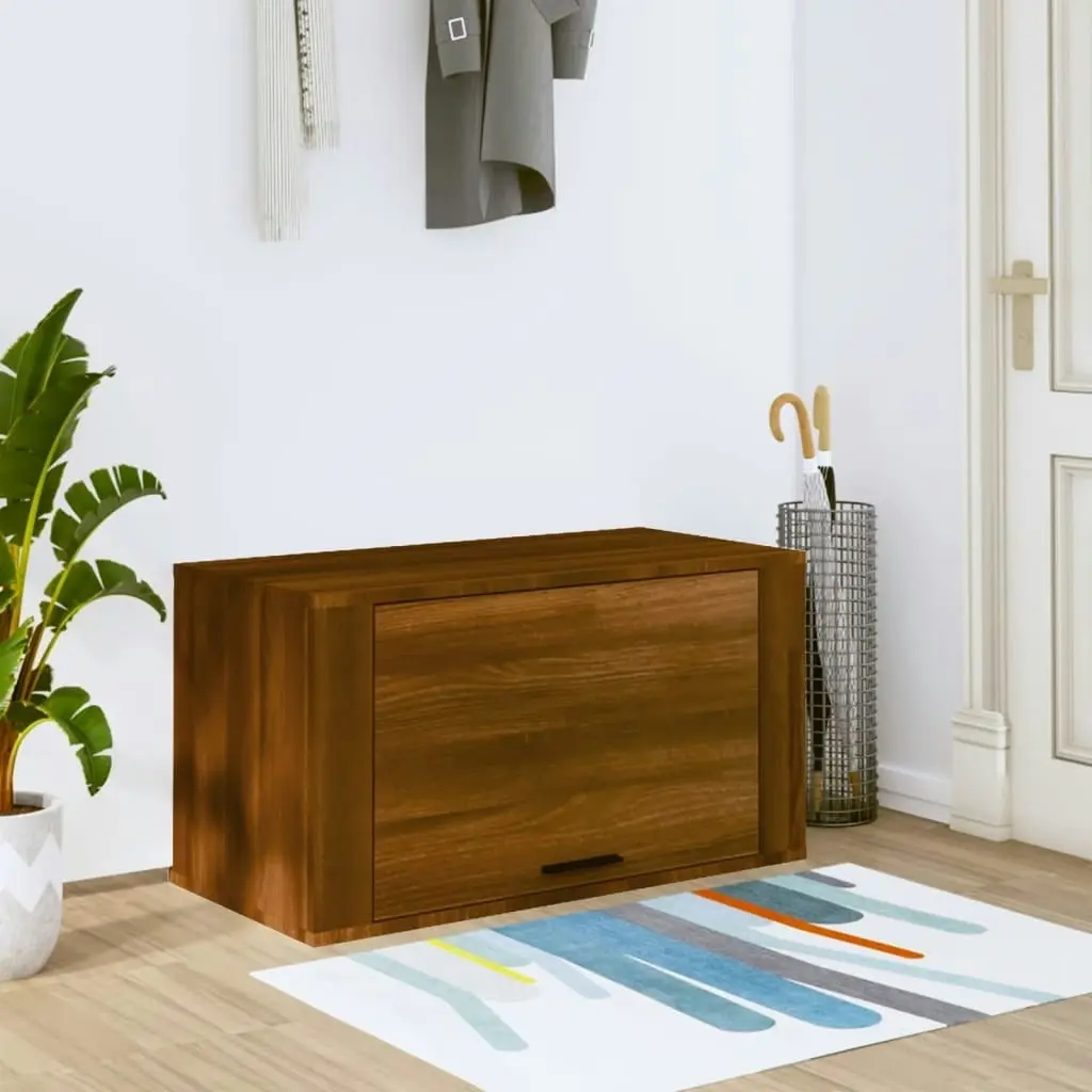 Wall-mounted Shoe Cabinet Brown Oak 70x35x38 cm Solid Wood Pine 821019