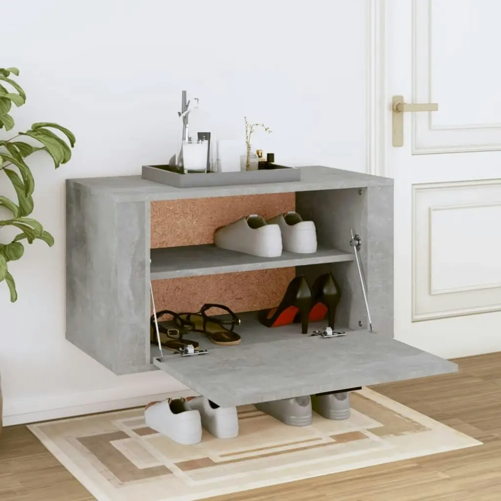 Wall-mounted Shoe Cabinet Concrete Grey 70x35x38 cm Engineered Wood 821016