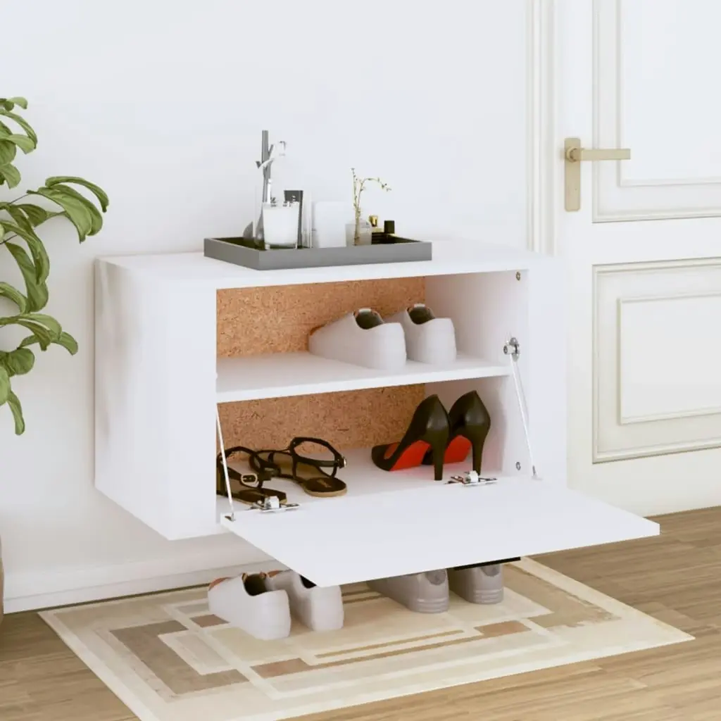 Wall-mounted Shoe Cabinet White 70x35x38 cm Engineered Wood 821012