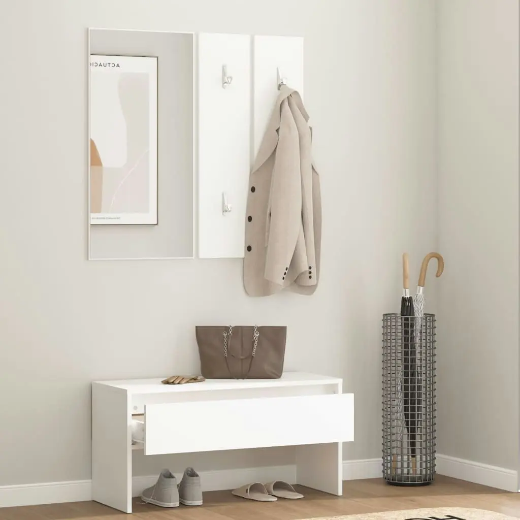 Hallway Furniture Set White Engineered Wood 808783