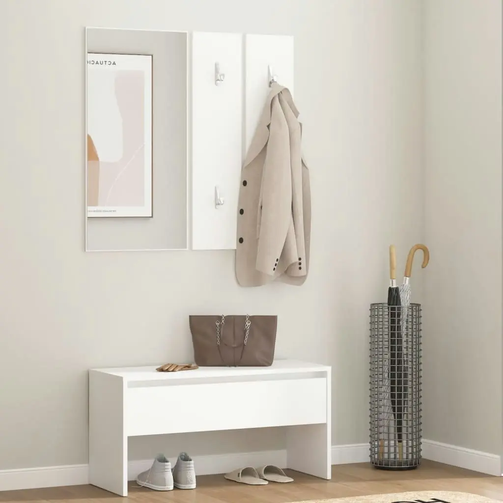 Hallway Furniture Set White Engineered Wood 808783