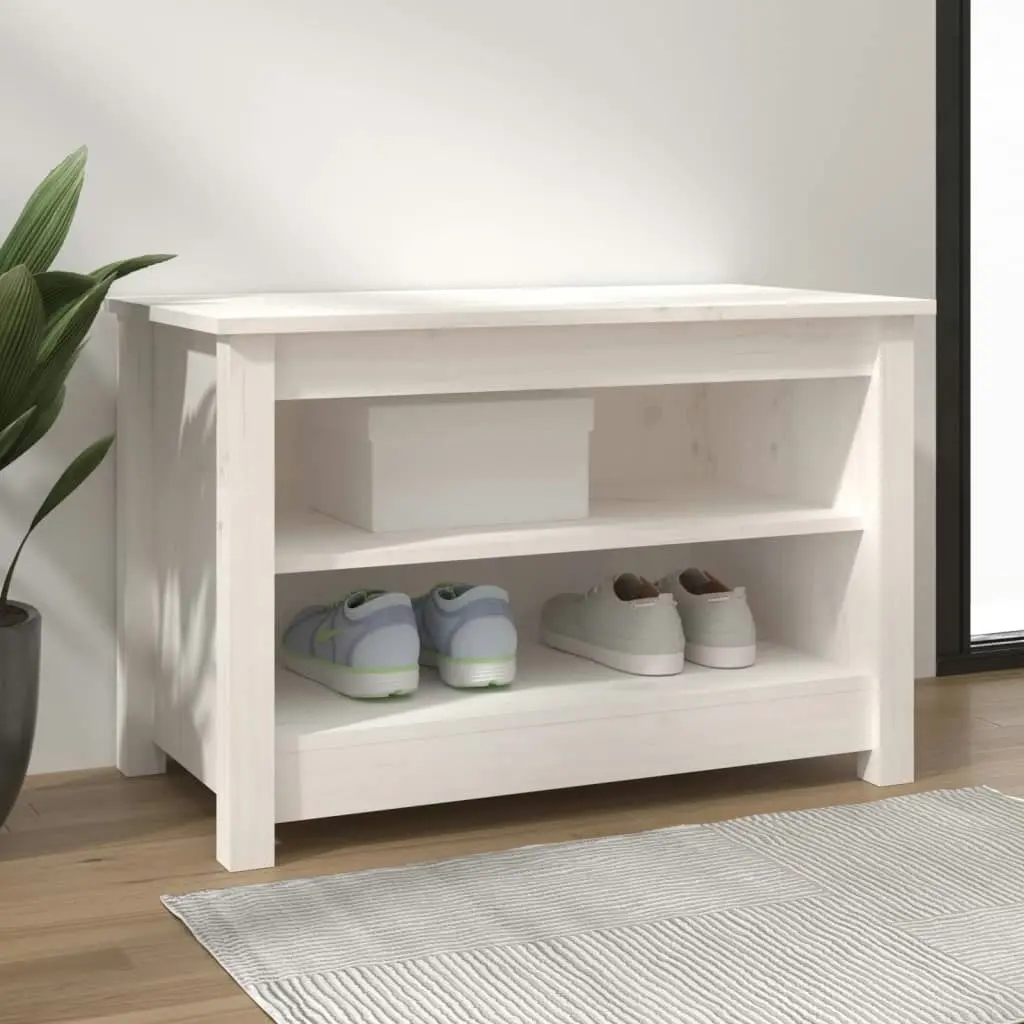 Shoe Bench White 70x38x45.5 cm Solid Wood Pine 813770