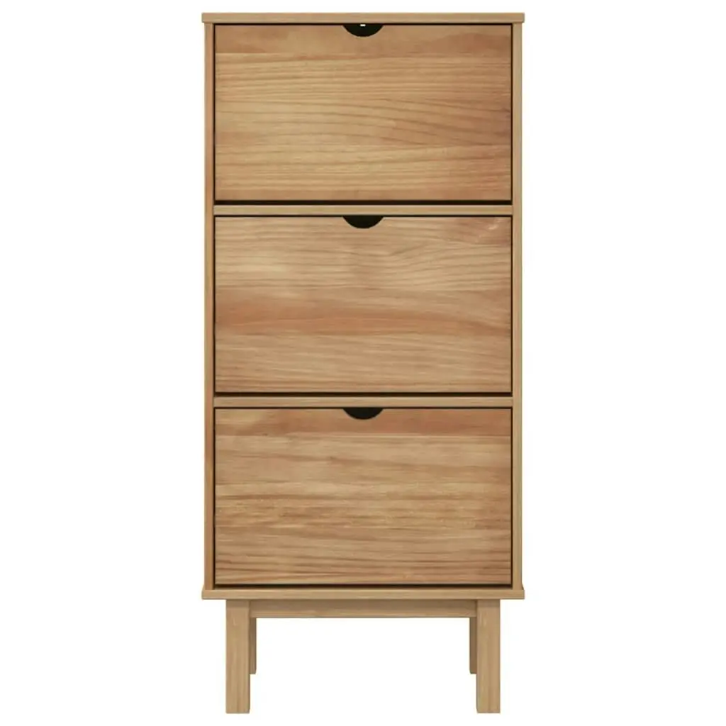 Shoe Cabinet OTTA with 3 Drawers Brown Solid Wood Pine 351309