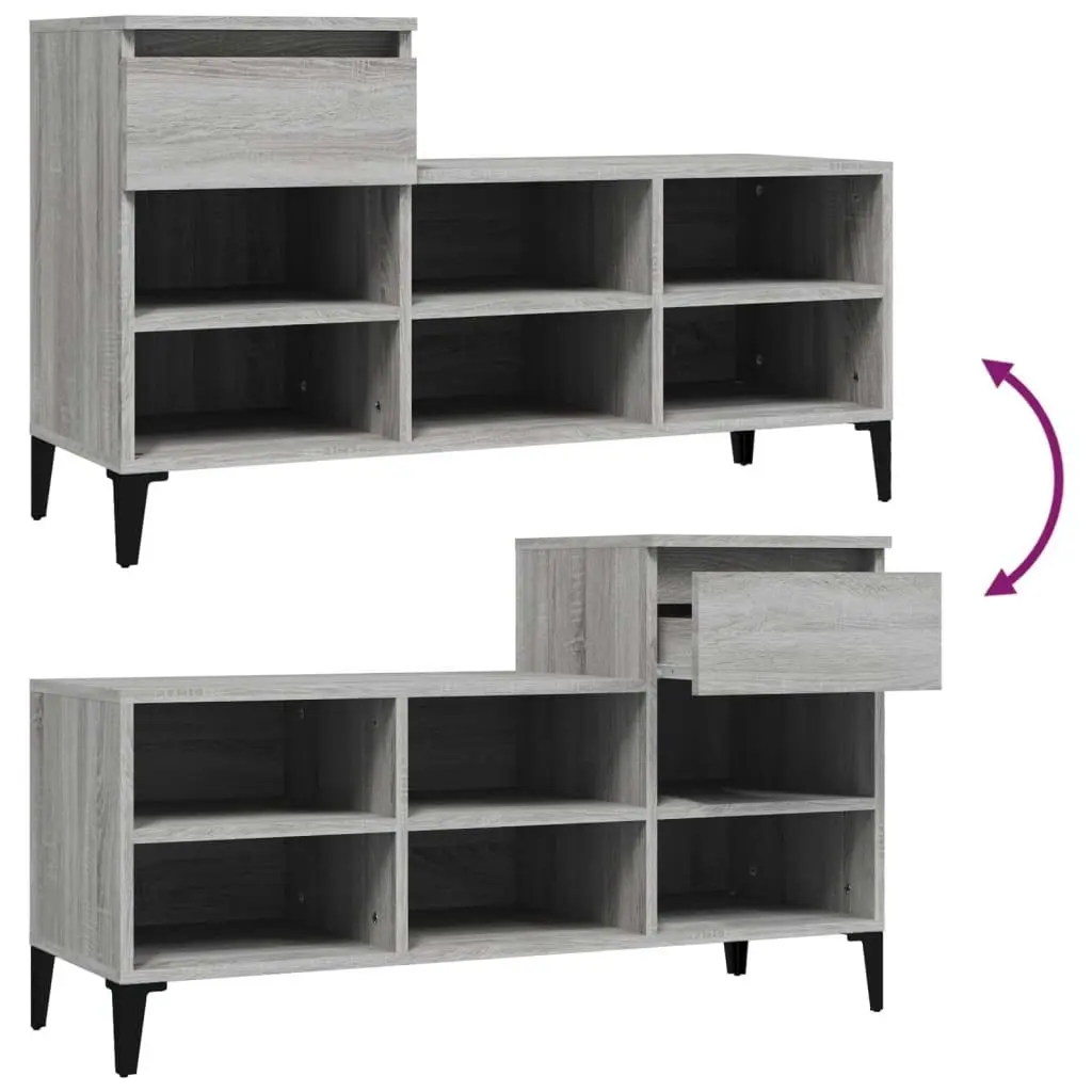 Shoe Cabinet Grey Sonoma 102x36x60 cm Engineered Wood 821218