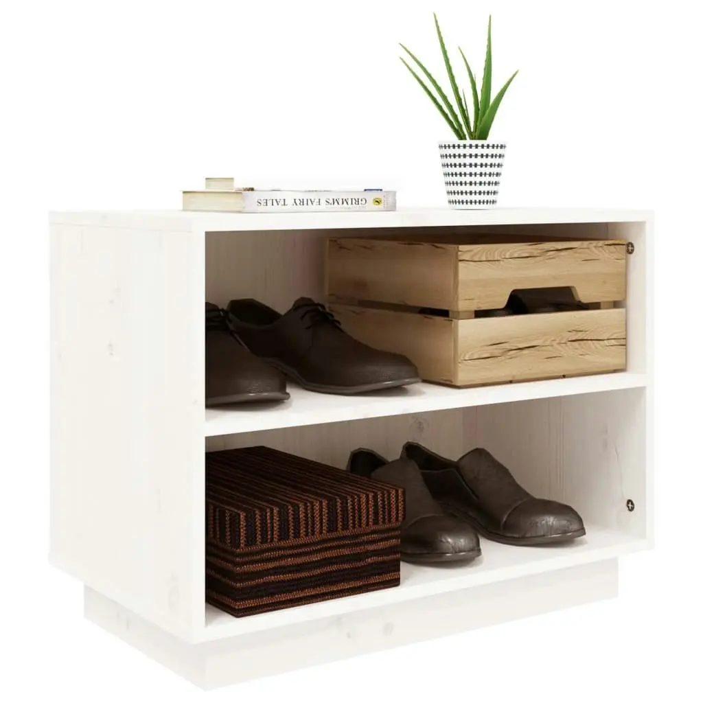 Shoe Cabinet White 60x34x45 cm Solid Wood Pine 813546