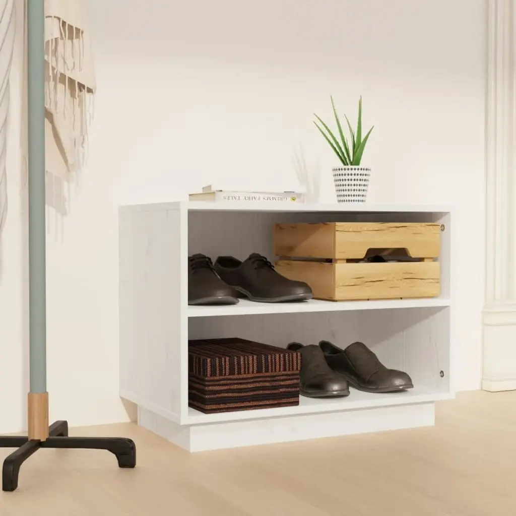 Shoe Cabinet White 60x34x45 cm Solid Wood Pine 813546