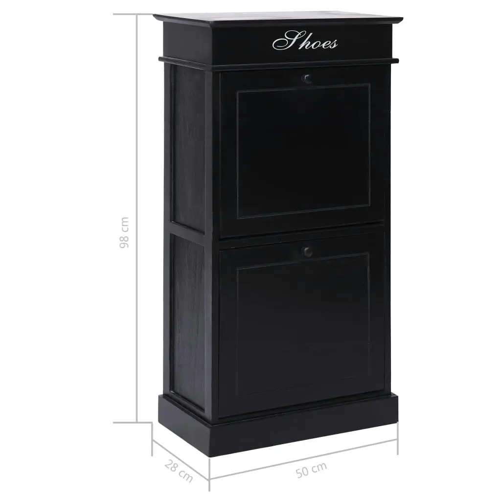 Shoe Cabinet Black 50x28x98 cm Paulownia Wood 284092