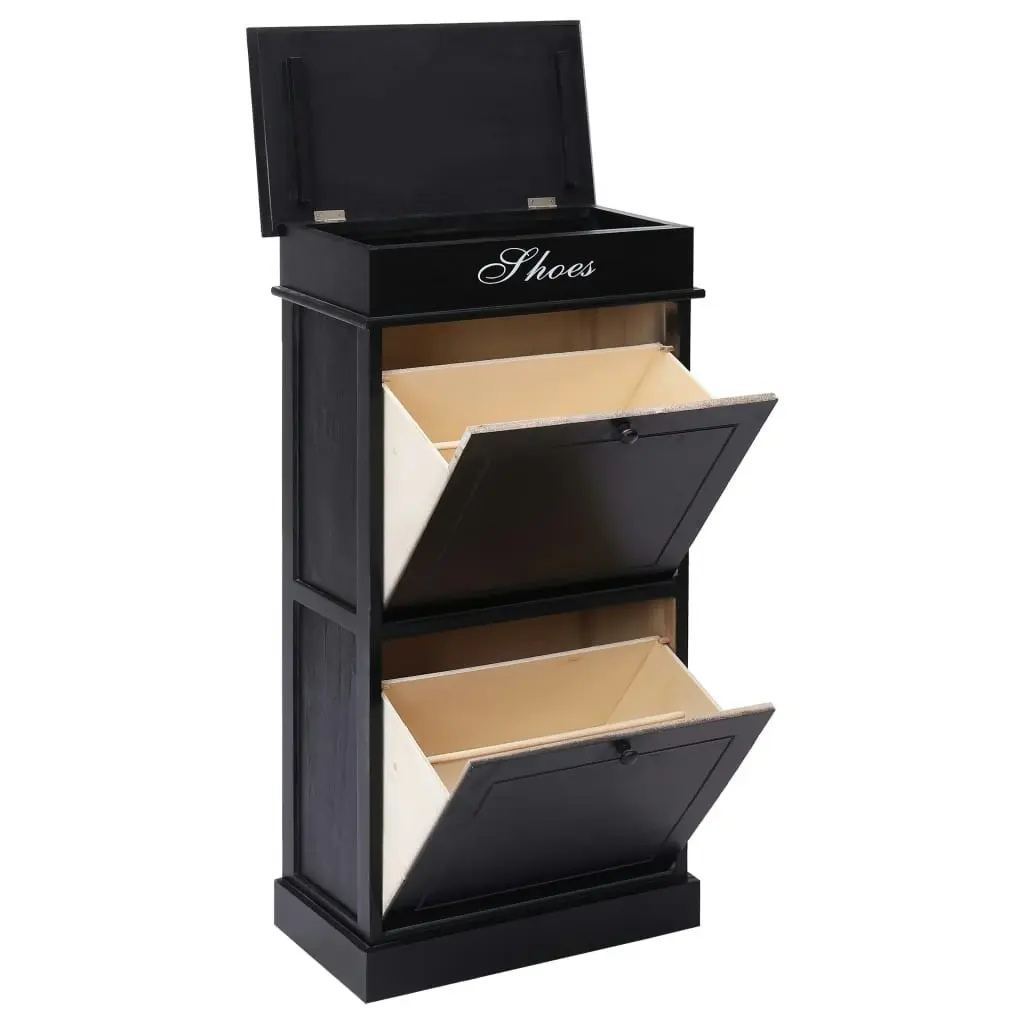 Shoe Cabinet Black 50x28x98 cm Paulownia Wood 284092