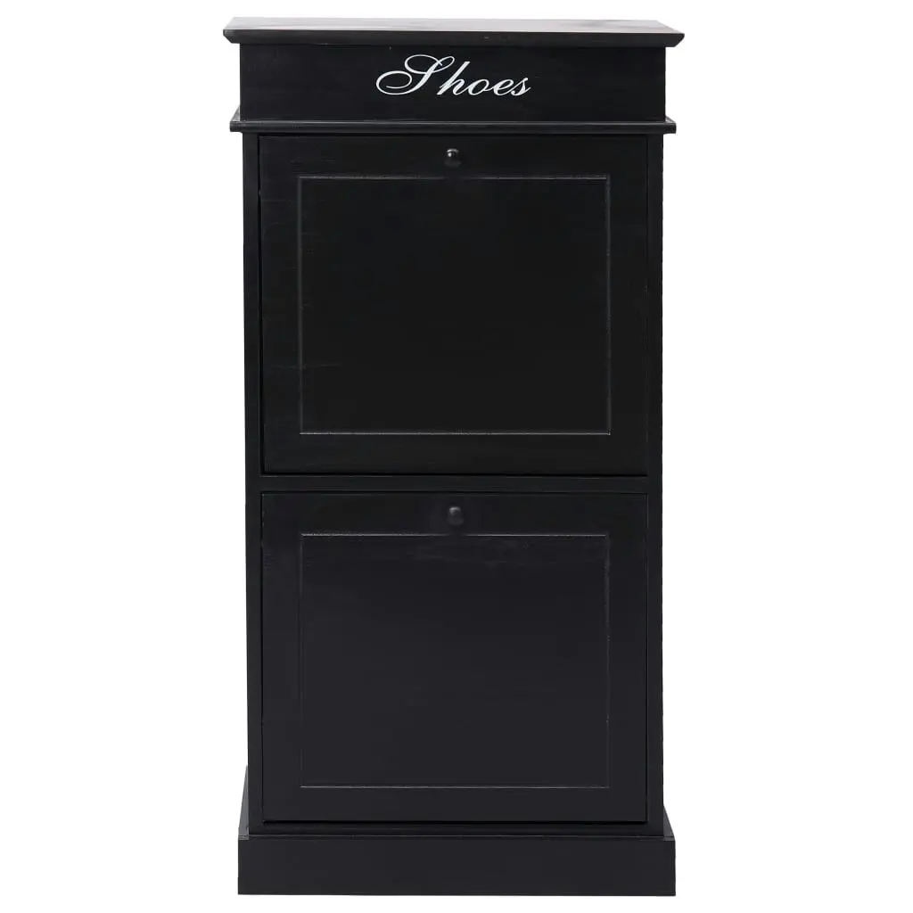 Shoe Cabinet Black 50x28x98 cm Paulownia Wood 284092