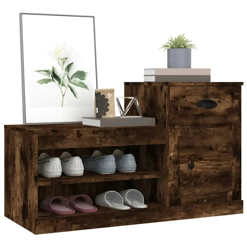 Shoe Cabinet Smoked Oak 100x42x60 cm Engineered Wood 816421