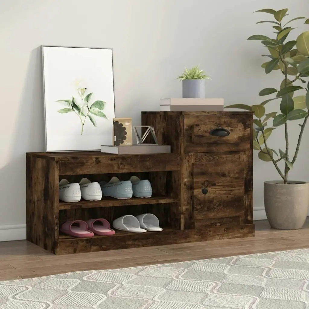 Shoe Cabinet Smoked Oak 100x42x60 cm Engineered Wood 816421