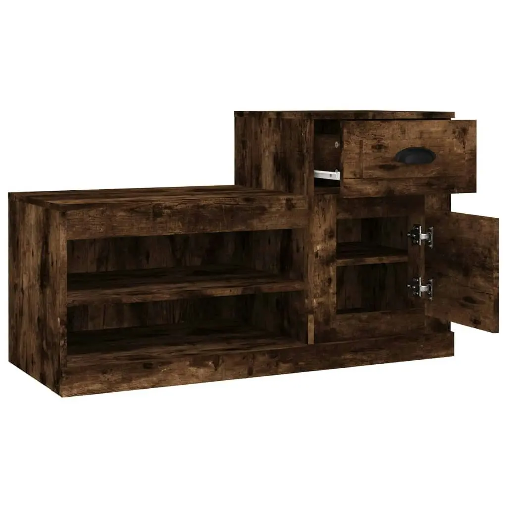 Shoe Cabinet Smoked Oak 100x42x60 cm Engineered Wood 816421