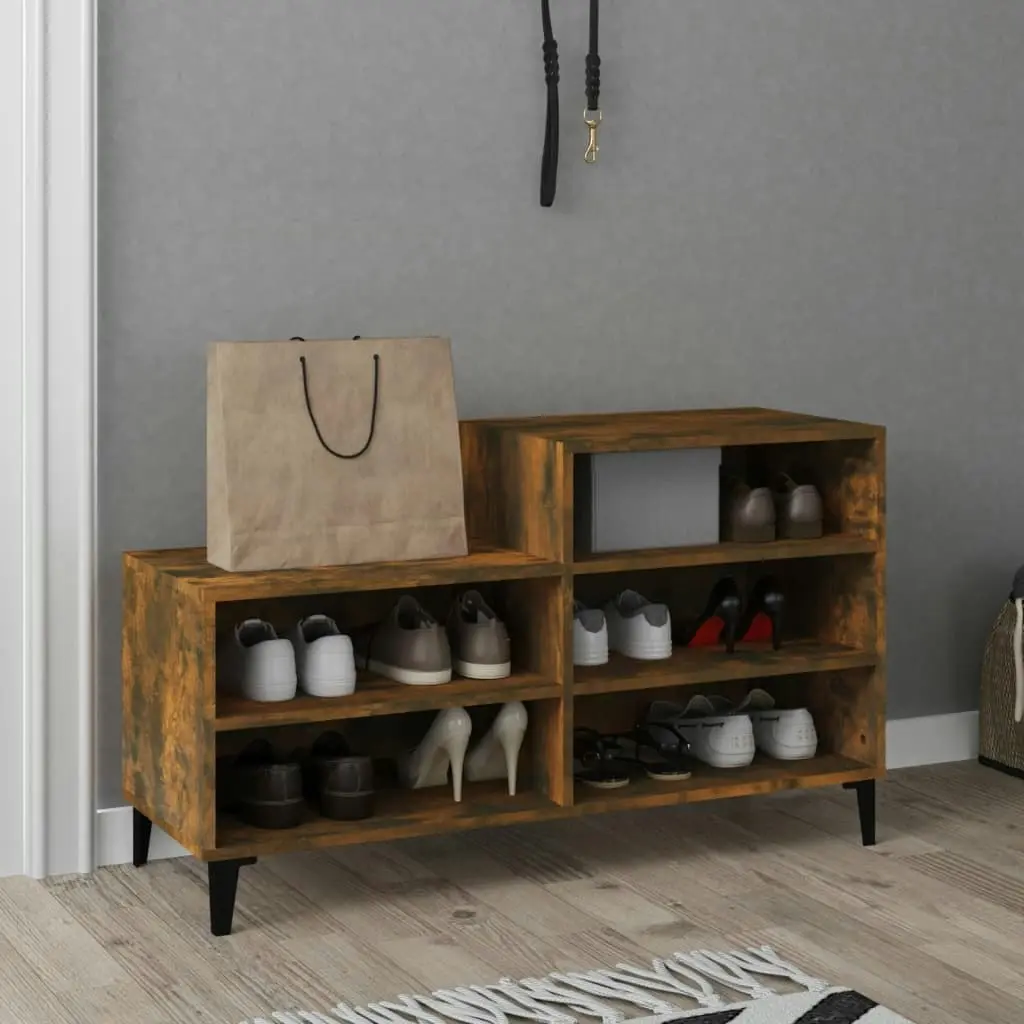 Shoe Cabinet Smoked Oak 102x36x60 cm Engineered Wood 819737