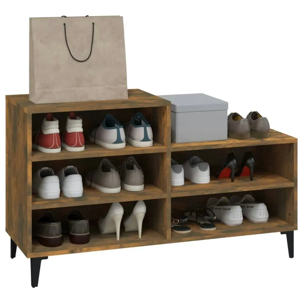 Shoe Cabinet Smoked Oak 102x36x60 cm Engineered Wood 819737