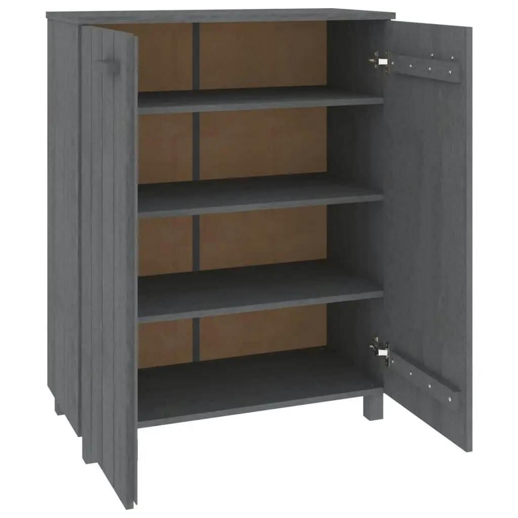 Shoe Cabinet "HAMAR" Dark Grey 85x40x108 cm Solid Wood Pine 340518