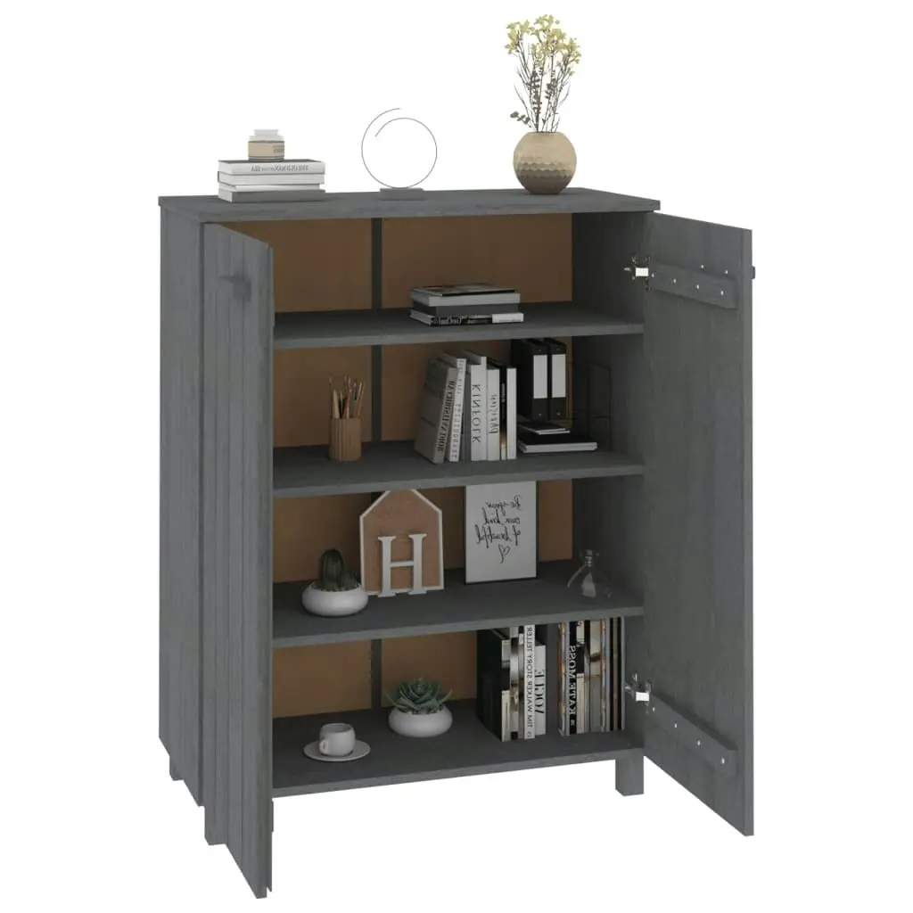 Shoe Cabinet "HAMAR" Dark Grey 85x40x108 cm Solid Wood Pine 340518