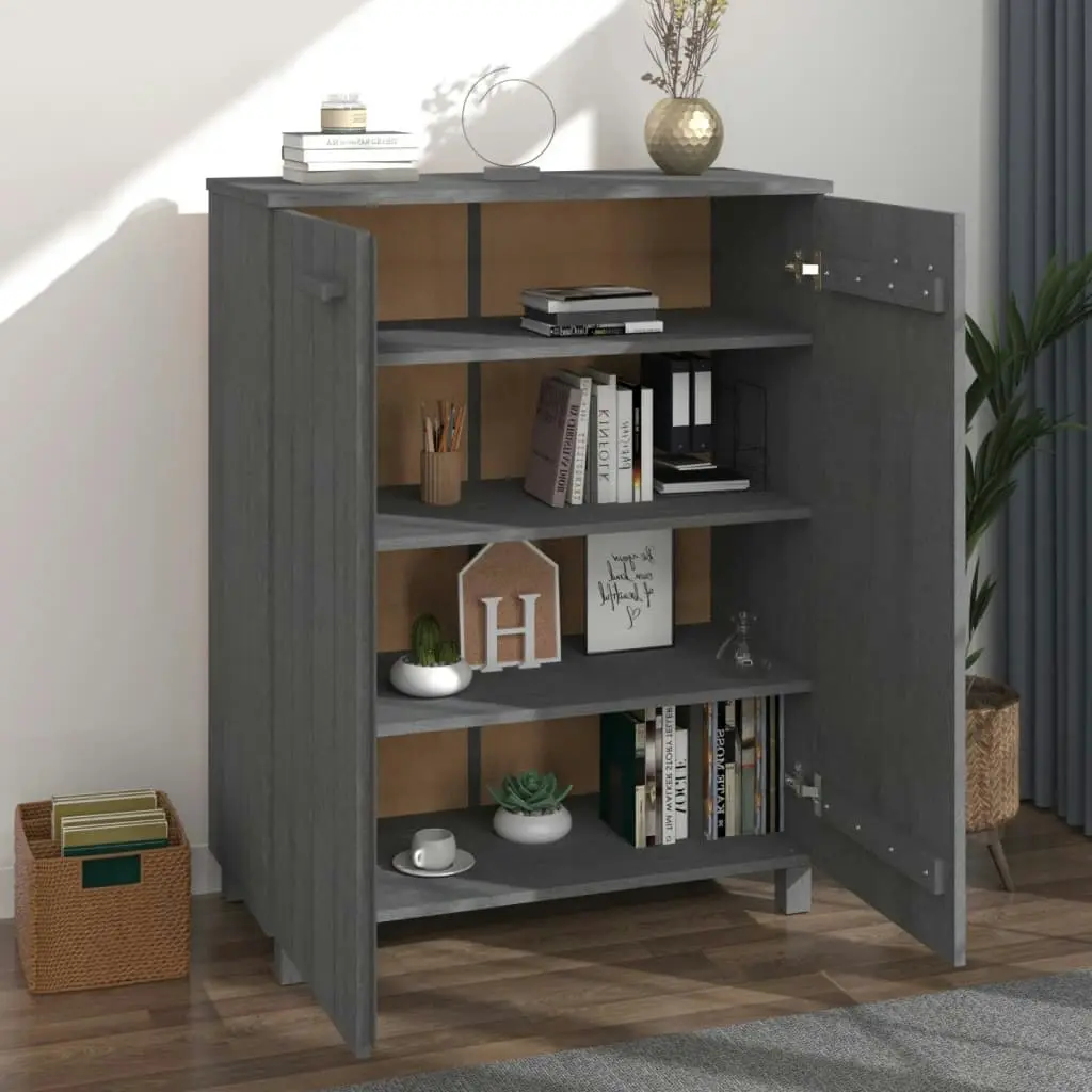 Shoe Cabinet "HAMAR" Dark Grey 85x40x108 cm Solid Wood Pine 340518